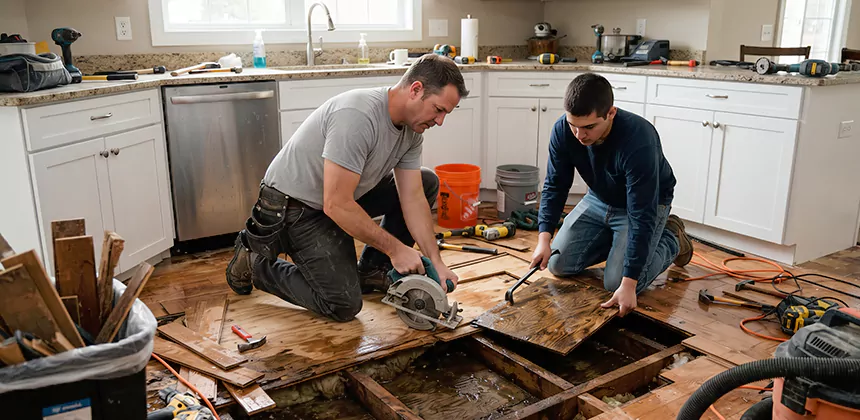 Kitchen Floor Water Damage Repair in Hesperia